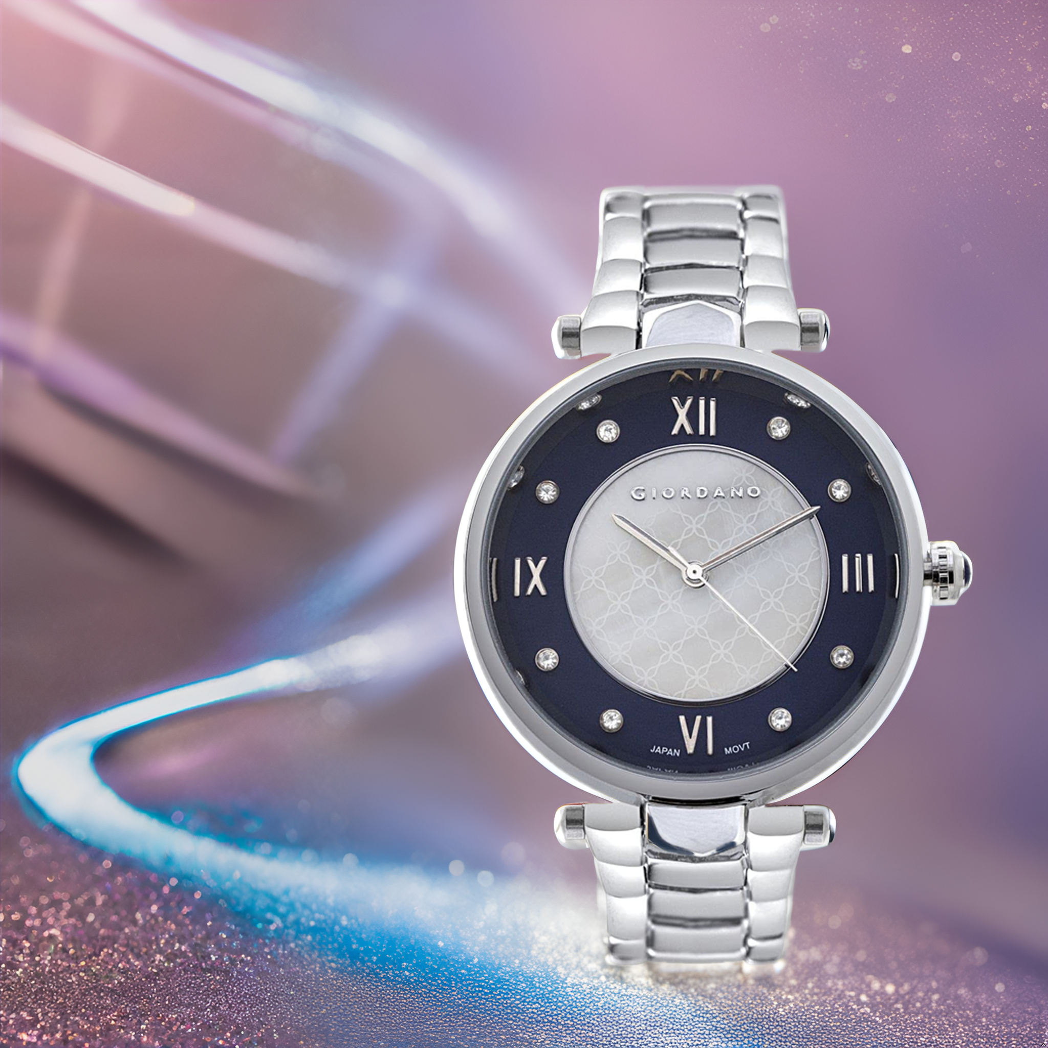 Giordano Stylish Analog Watch for Women - Stainless Steel Belt with Classic Roman Numerals, Dual Colored Textured Dial | GD-4032-11